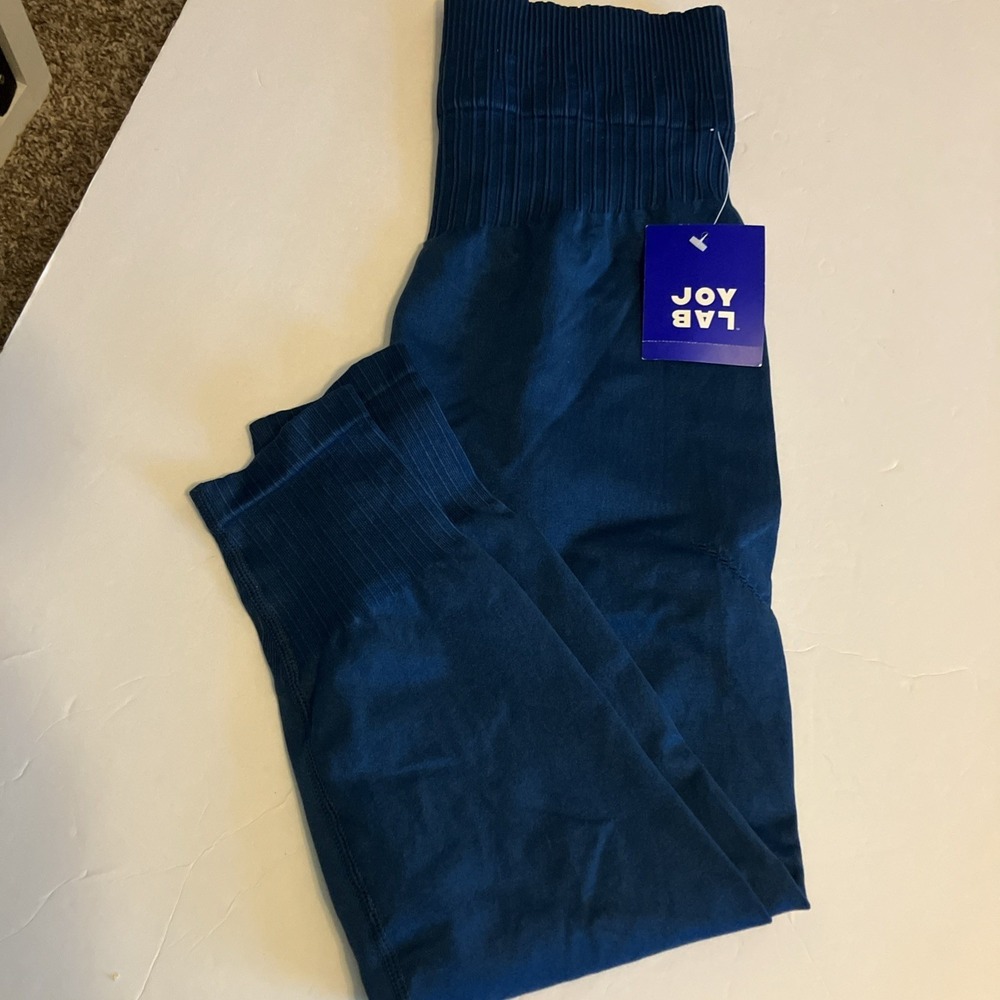 Lab Joy Seamless Leggings Women Medium Blue Opal New High Rise Cropped C811